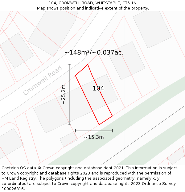 104, CROMWELL ROAD, WHITSTABLE, CT5 1NJ: Plot and title map