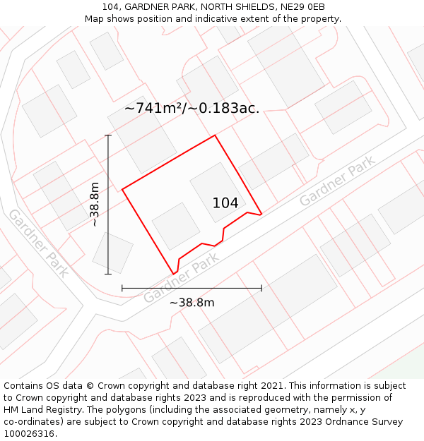 104, GARDNER PARK, NORTH SHIELDS, NE29 0EB: Plot and title map