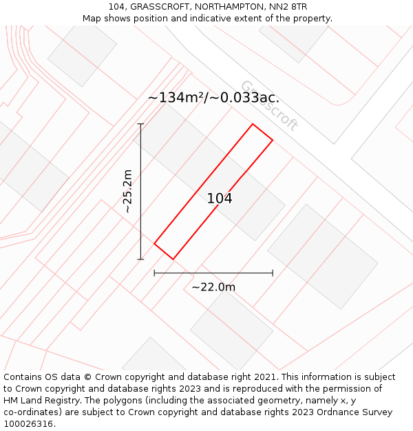 104, GRASSCROFT, NORTHAMPTON, NN2 8TR: Plot and title map