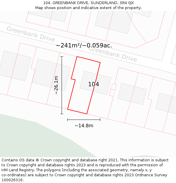 104, GREENBANK DRIVE, SUNDERLAND, SR4 0JX: Plot and title map