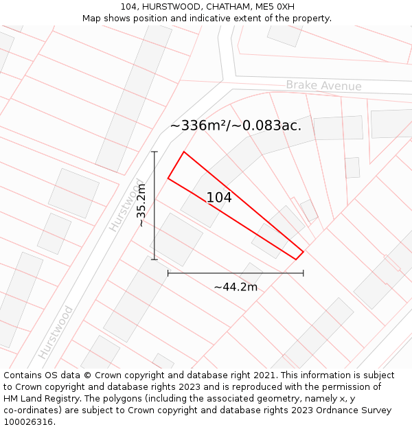 104, HURSTWOOD, CHATHAM, ME5 0XH: Plot and title map