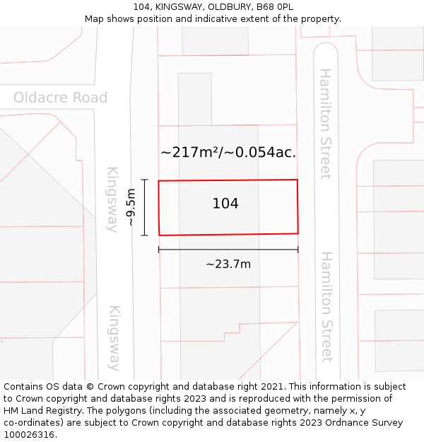 104, KINGSWAY, OLDBURY, B68 0PL: Plot and title map