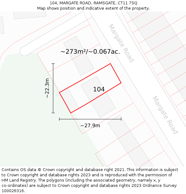 104, MARGATE ROAD, RAMSGATE, CT11 7SQ: Plot and title map