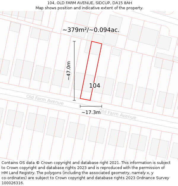 104, OLD FARM AVENUE, SIDCUP, DA15 8AH: Plot and title map