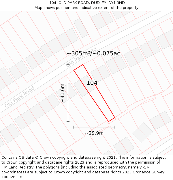 104, OLD PARK ROAD, DUDLEY, DY1 3ND: Plot and title map