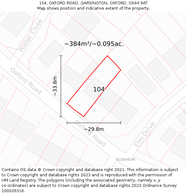 104, OXFORD ROAD, GARSINGTON, OXFORD, OX44 9AT: Plot and title map