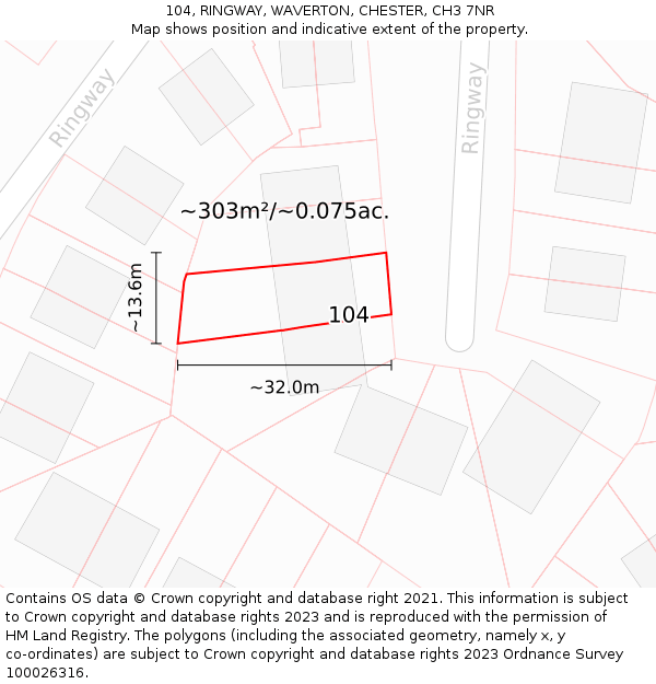 104, RINGWAY, WAVERTON, CHESTER, CH3 7NR: Plot and title map