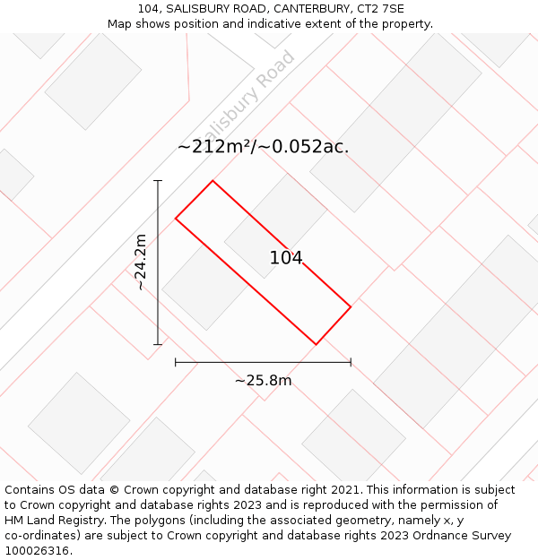 104, SALISBURY ROAD, CANTERBURY, CT2 7SE: Plot and title map