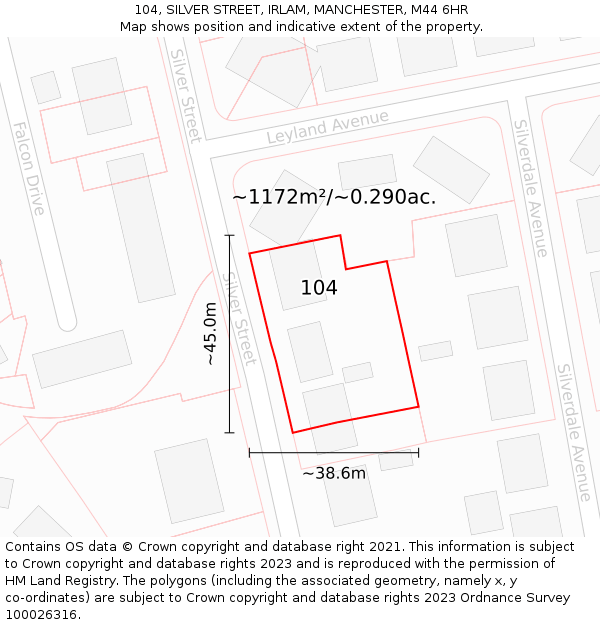 104, SILVER STREET, IRLAM, MANCHESTER, M44 6HR: Plot and title map