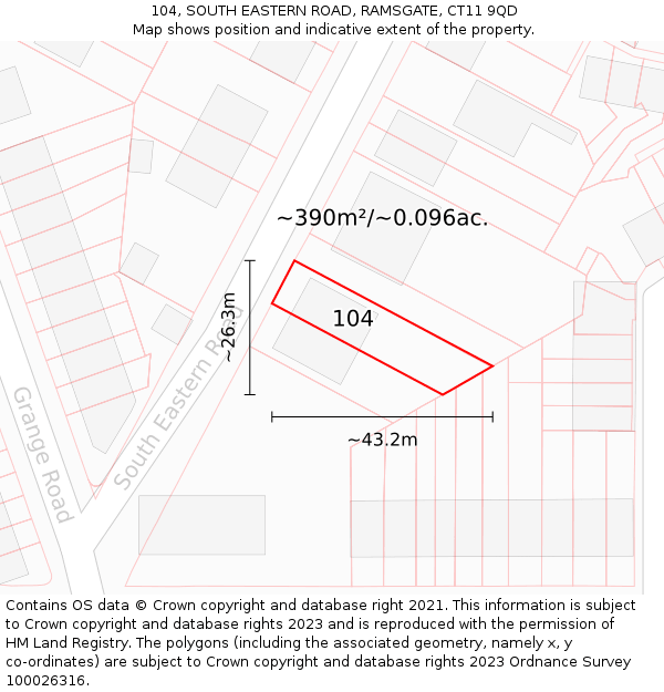 104, SOUTH EASTERN ROAD, RAMSGATE, CT11 9QD: Plot and title map