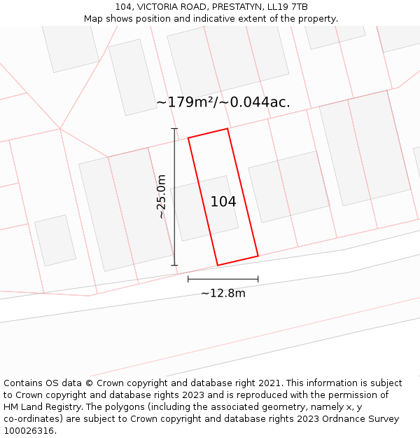 104, VICTORIA ROAD, PRESTATYN, LL19 7TB: Plot and title map