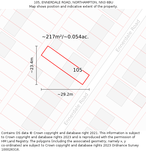 105, ENNERDALE ROAD, NORTHAMPTON, NN3 6BU: Plot and title map