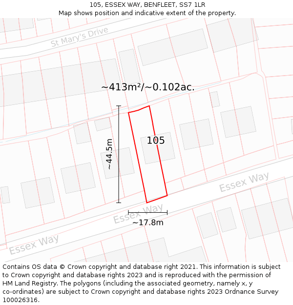 105, ESSEX WAY, BENFLEET, SS7 1LR: Plot and title map