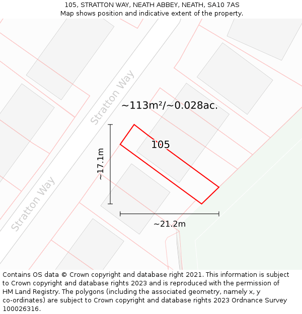 105, STRATTON WAY, NEATH ABBEY, NEATH, SA10 7AS: Plot and title map