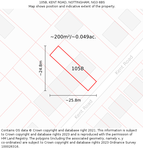 105B, KENT ROAD, NOTTINGHAM, NG3 6BS: Plot and title map