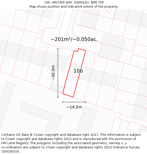 106, ARCHER WAY, SWANLEY, BR8 7XP: Plot and title map