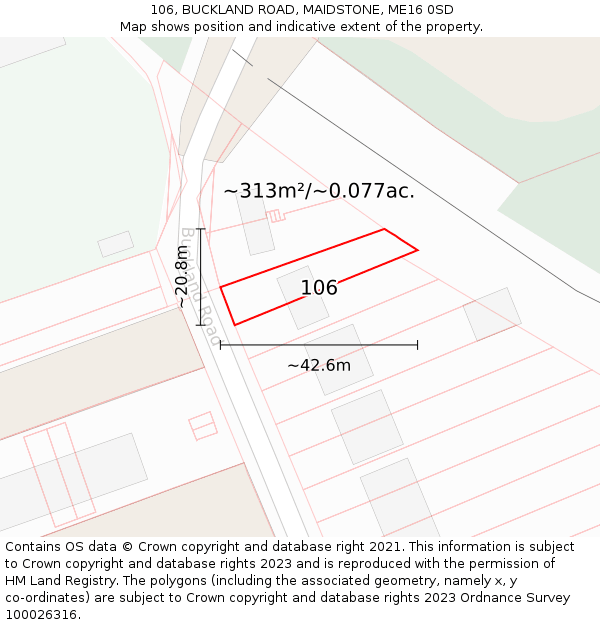 106, BUCKLAND ROAD, MAIDSTONE, ME16 0SD: Plot and title map