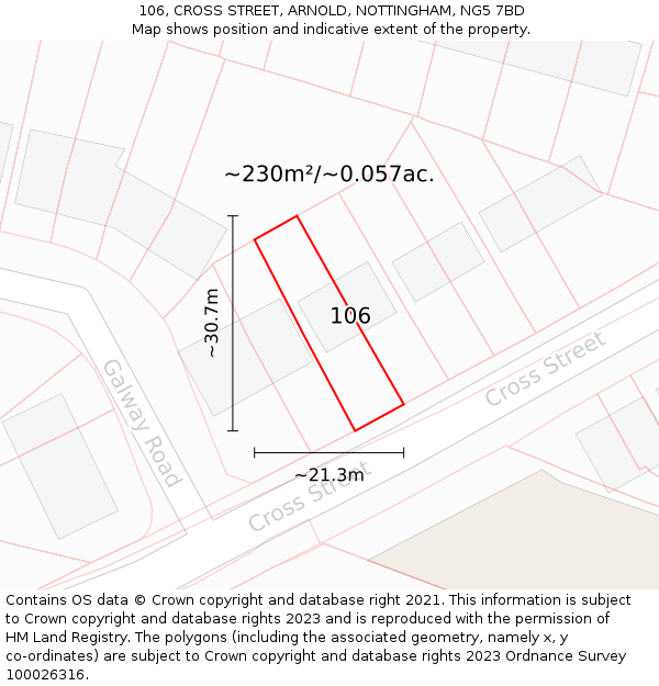 106, CROSS STREET, ARNOLD, NOTTINGHAM, NG5 7BD: Plot and title map