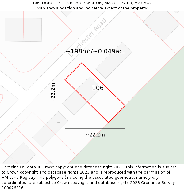 106, DORCHESTER ROAD, SWINTON, MANCHESTER, M27 5WU: Plot and title map