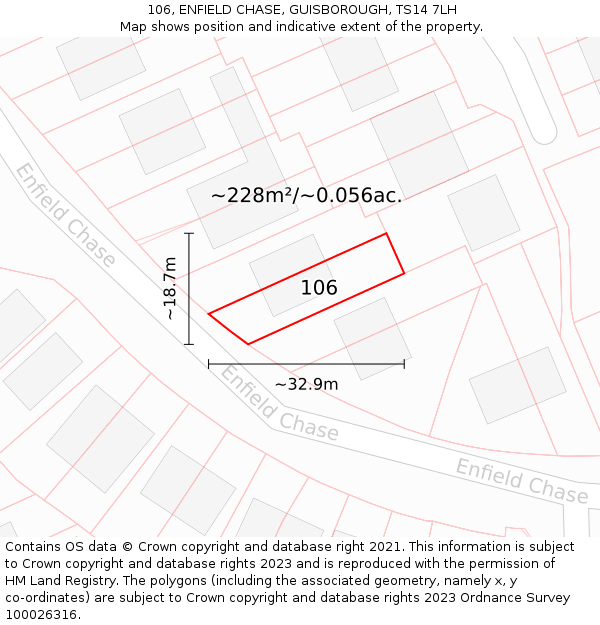 106, ENFIELD CHASE, GUISBOROUGH, TS14 7LH: Plot and title map