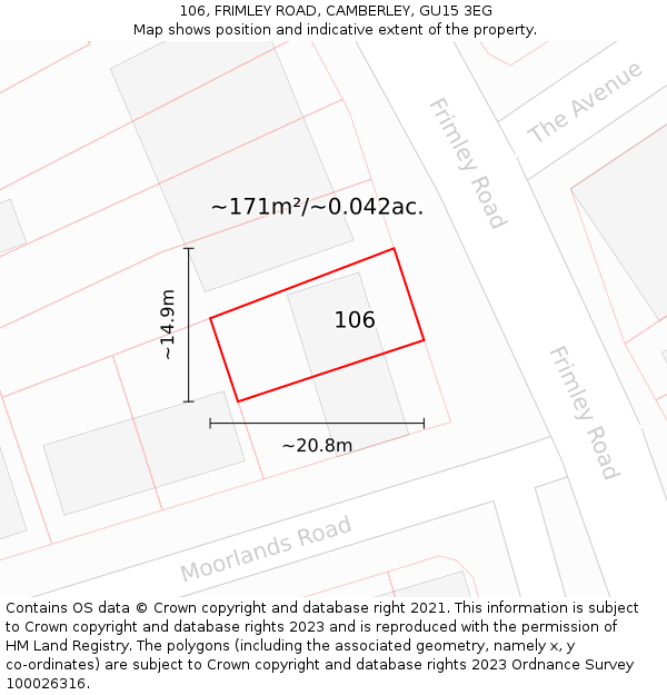 106, FRIMLEY ROAD, CAMBERLEY, GU15 3EG: Plot and title map