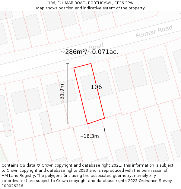 106, FULMAR ROAD, PORTHCAWL, CF36 3PW: Plot and title map