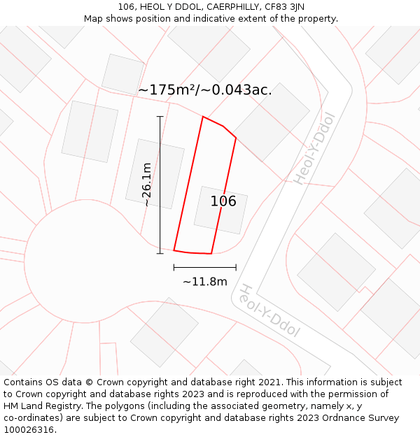 106, HEOL Y DDOL, CAERPHILLY, CF83 3JN: Plot and title map