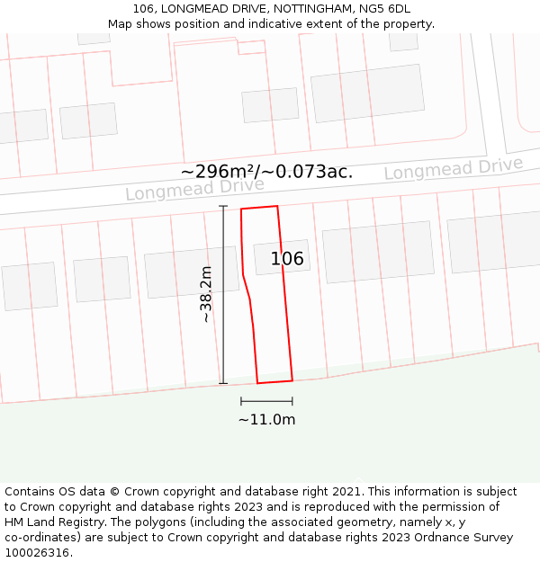 106, LONGMEAD DRIVE, NOTTINGHAM, NG5 6DL: Plot and title map