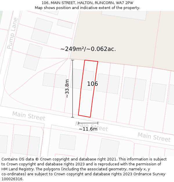 106, MAIN STREET, HALTON, RUNCORN, WA7 2PW: Plot and title map