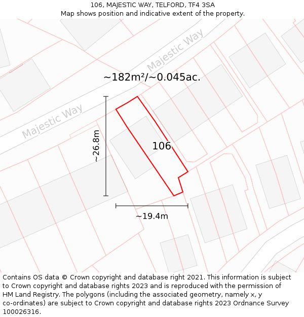 106, MAJESTIC WAY, TELFORD, TF4 3SA: Plot and title map