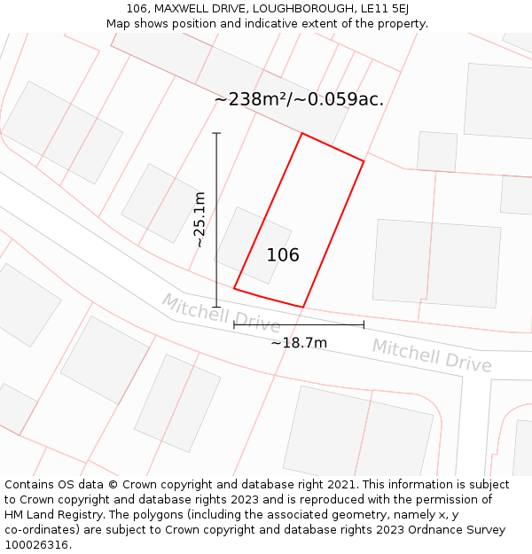 106, MAXWELL DRIVE, LOUGHBOROUGH, LE11 5EJ: Plot and title map