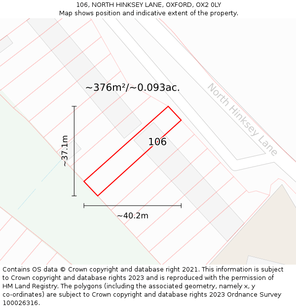 106, NORTH HINKSEY LANE, OXFORD, OX2 0LY: Plot and title map