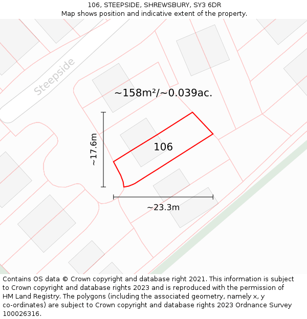 106, STEEPSIDE, SHREWSBURY, SY3 6DR: Plot and title map