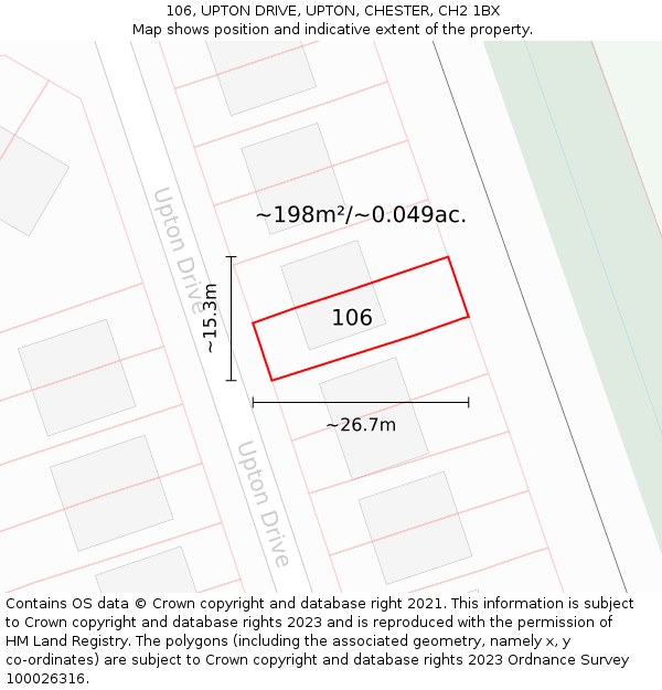 106, UPTON DRIVE, UPTON, CHESTER, CH2 1BX: Plot and title map