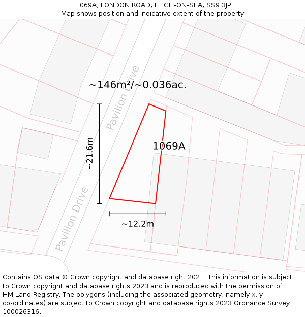 1069A, LONDON ROAD, LEIGH-ON-SEA, SS9 3JP: Plot and title map