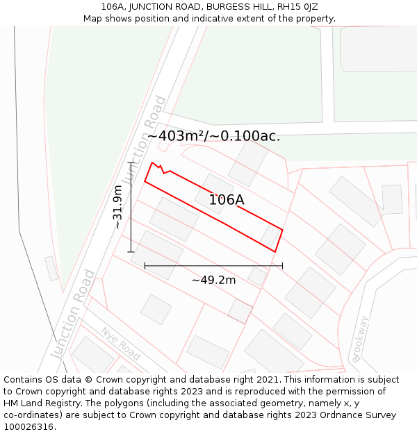 106A, JUNCTION ROAD, BURGESS HILL, RH15 0JZ: Plot and title map