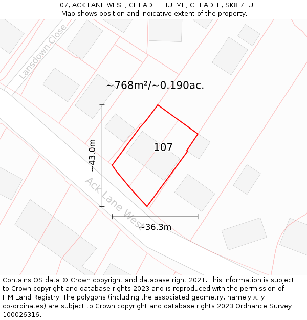 107, ACK LANE WEST, CHEADLE HULME, CHEADLE, SK8 7EU: Plot and title map