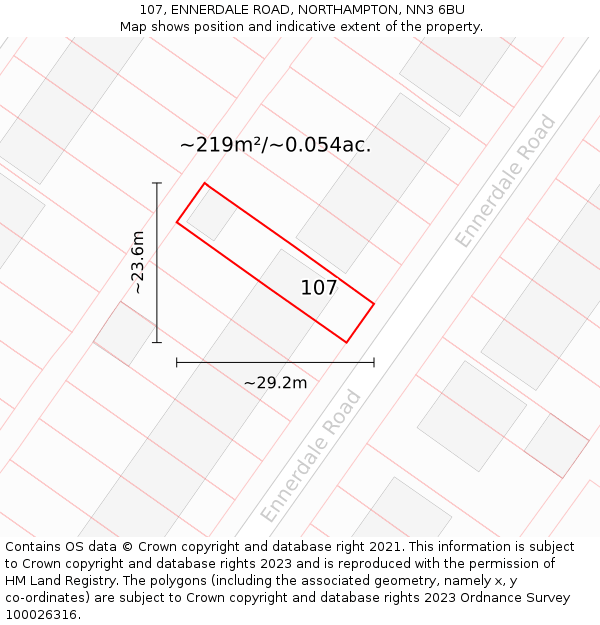 107, ENNERDALE ROAD, NORTHAMPTON, NN3 6BU: Plot and title map