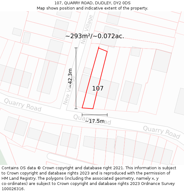 107, QUARRY ROAD, DUDLEY, DY2 0DS: Plot and title map