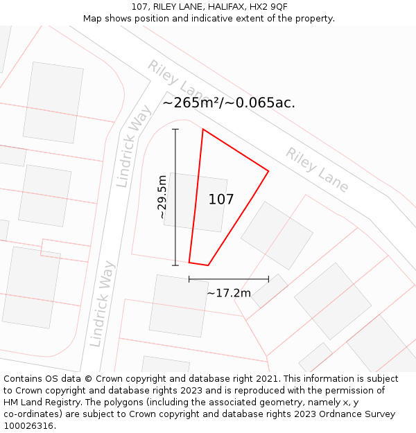 107, RILEY LANE, HALIFAX, HX2 9QF: Plot and title map