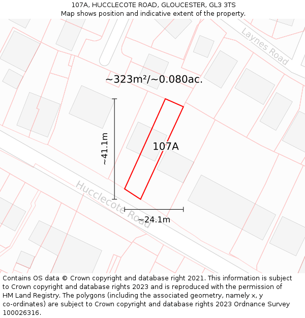 107A, HUCCLECOTE ROAD, GLOUCESTER, GL3 3TS: Plot and title map