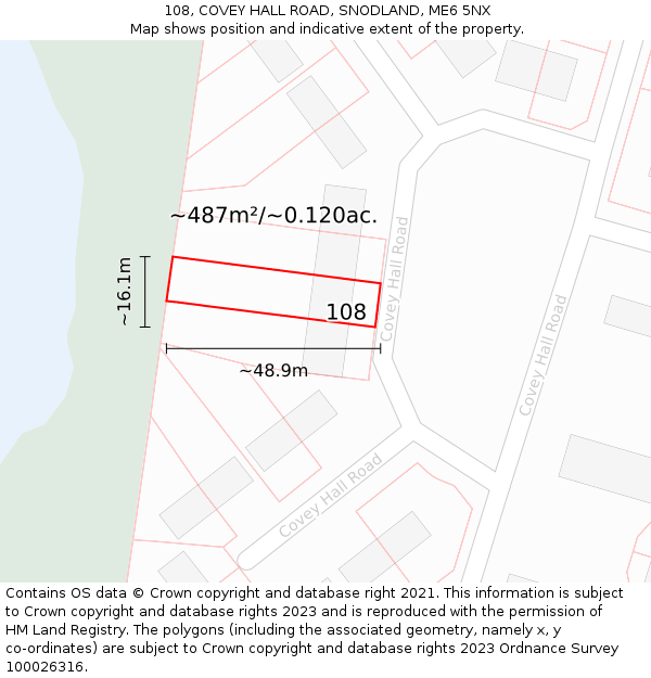 108, COVEY HALL ROAD, SNODLAND, ME6 5NX: Plot and title map