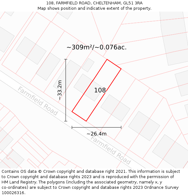 108, FARMFIELD ROAD, CHELTENHAM, GL51 3RA: Plot and title map