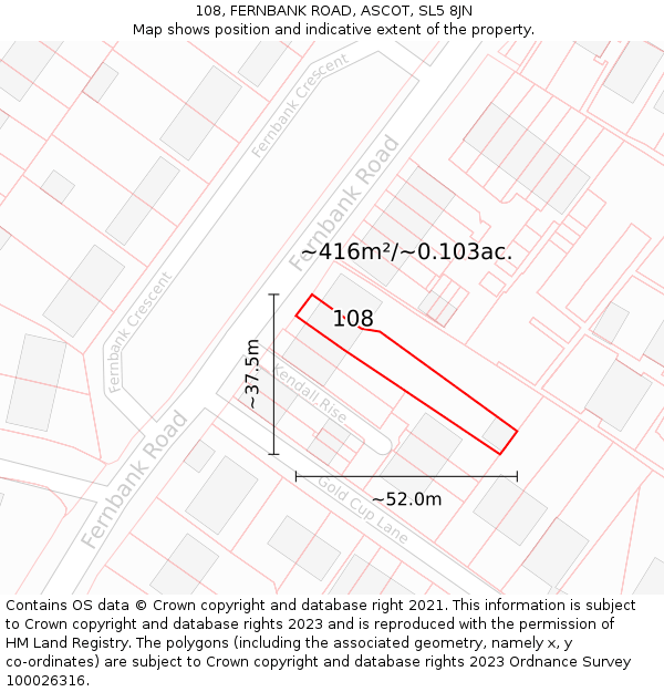 108, FERNBANK ROAD, ASCOT, SL5 8JN: Plot and title map