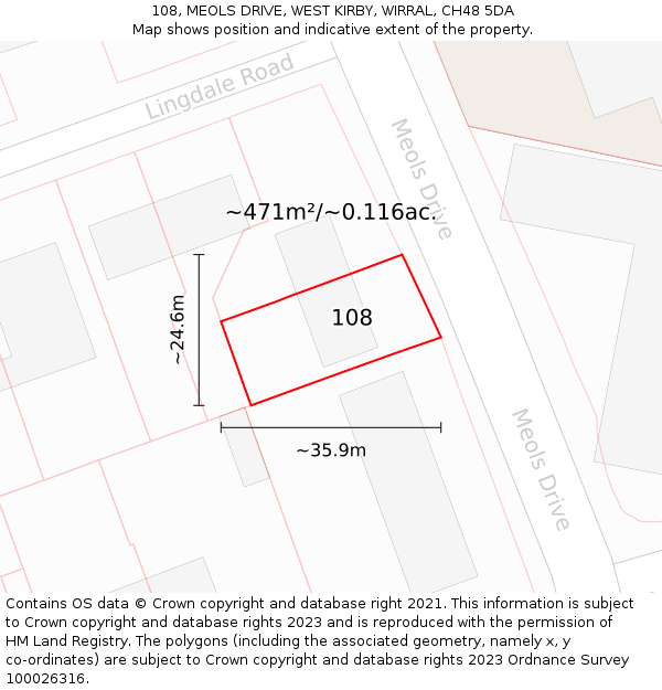 108, MEOLS DRIVE, WEST KIRBY, WIRRAL, CH48 5DA: Plot and title map