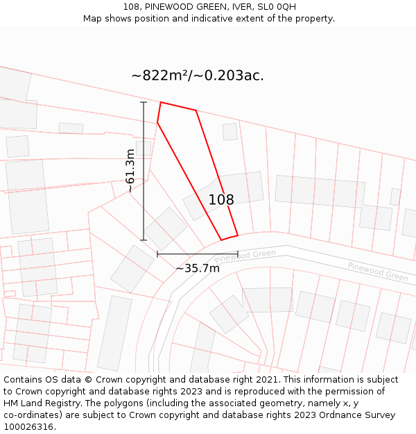 108, PINEWOOD GREEN, IVER, SL0 0QH: Plot and title map