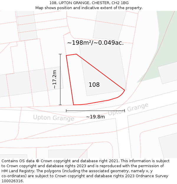 108, UPTON GRANGE, CHESTER, CH2 1BG: Plot and title map