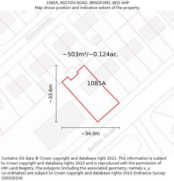 1085A, BOLTON ROAD, BRADFORD, BD2 4HP: Plot and title map