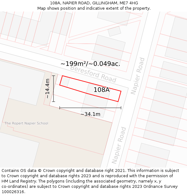 108A, NAPIER ROAD, GILLINGHAM, ME7 4HG: Plot and title map