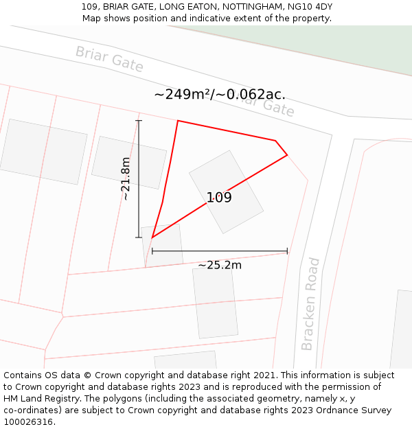 109, BRIAR GATE, LONG EATON, NOTTINGHAM, NG10 4DY: Plot and title map